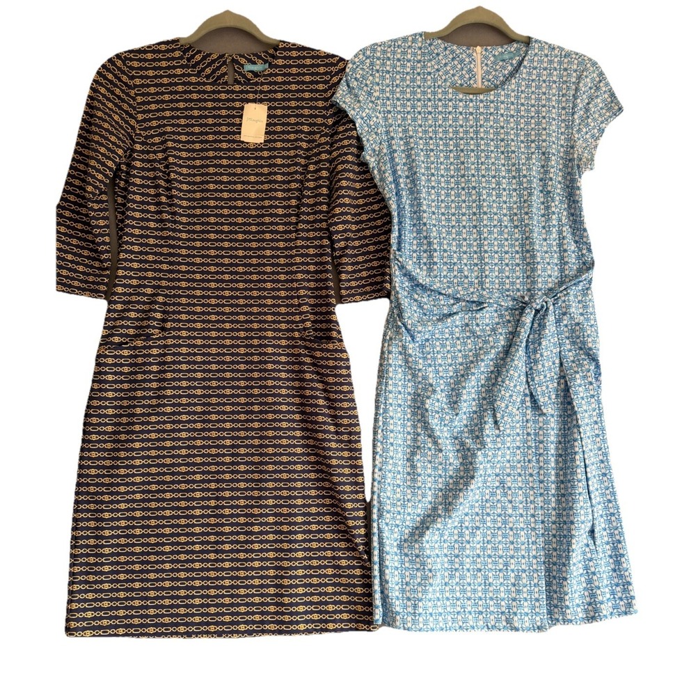 J.McLaughlin Women XS Dress‎ Lot Catalyst Chain Sheath Blue Catalina Cloth Wrap